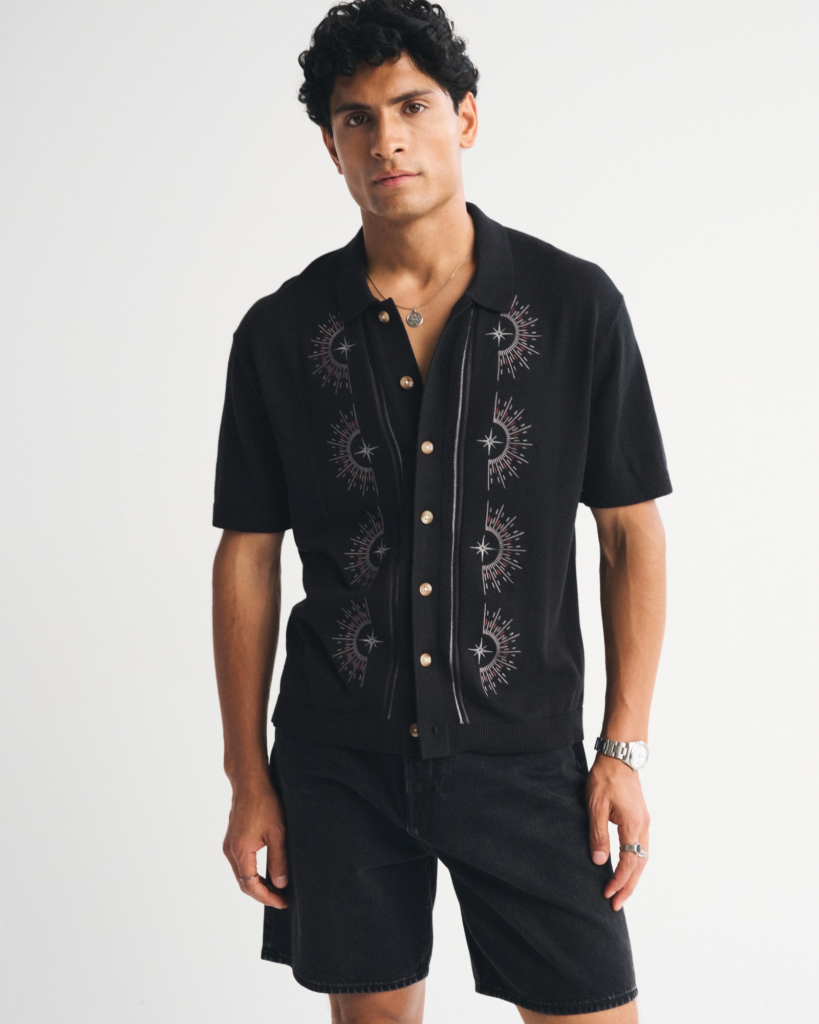 Retro-Inspired Button-Through Sweater Polo