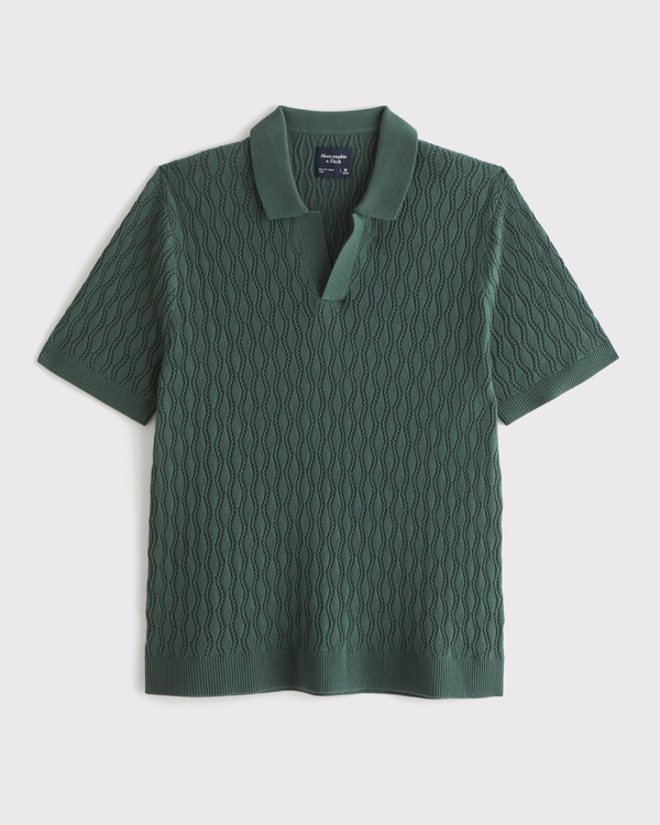 Textured Johnny Collar Sweater Polo