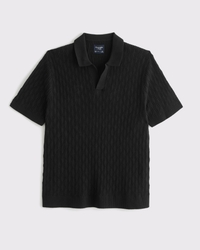 Textured Johnny Collar Sweater Polo