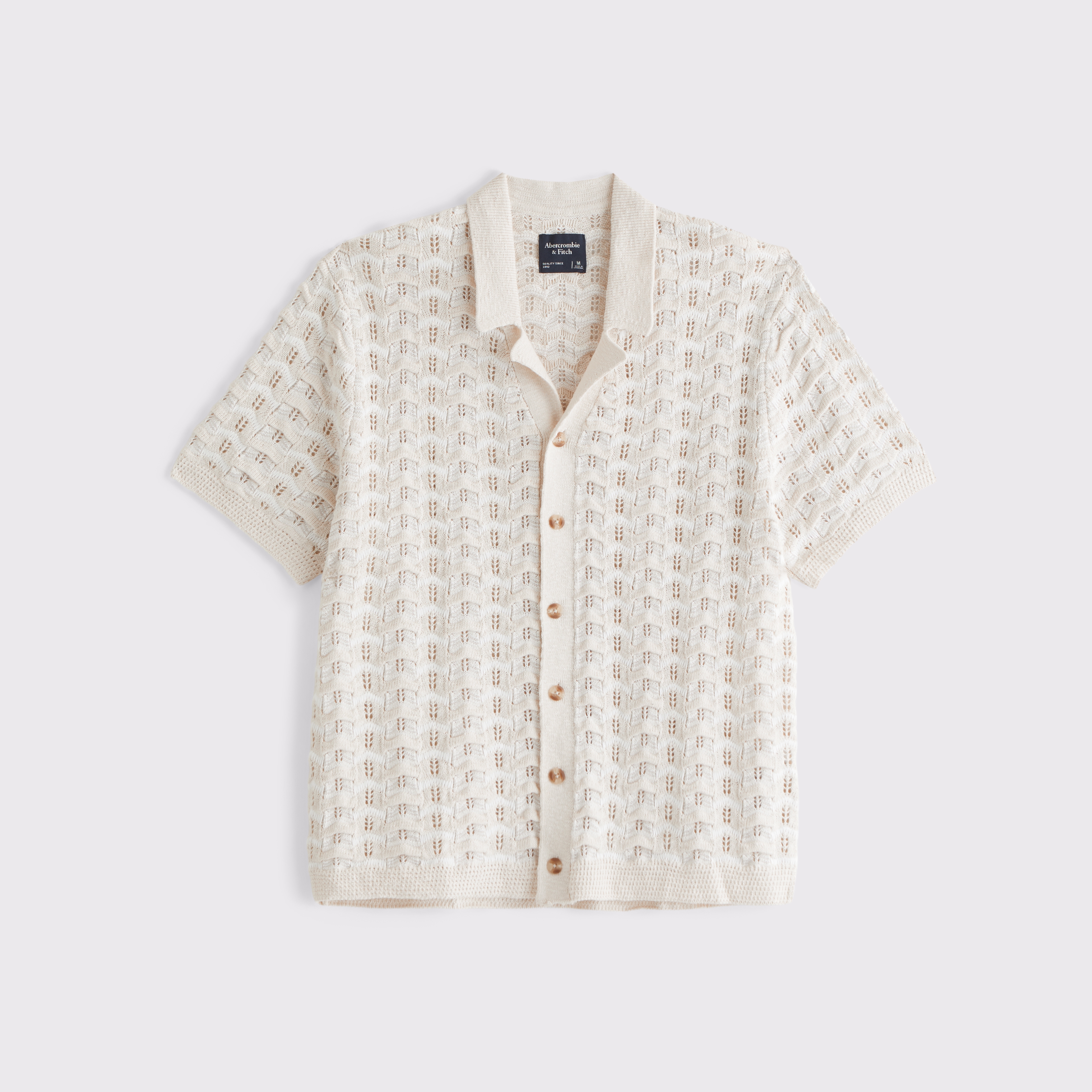 Men's Crochet-Style Button-Through Sweater Polo | Men's Tops