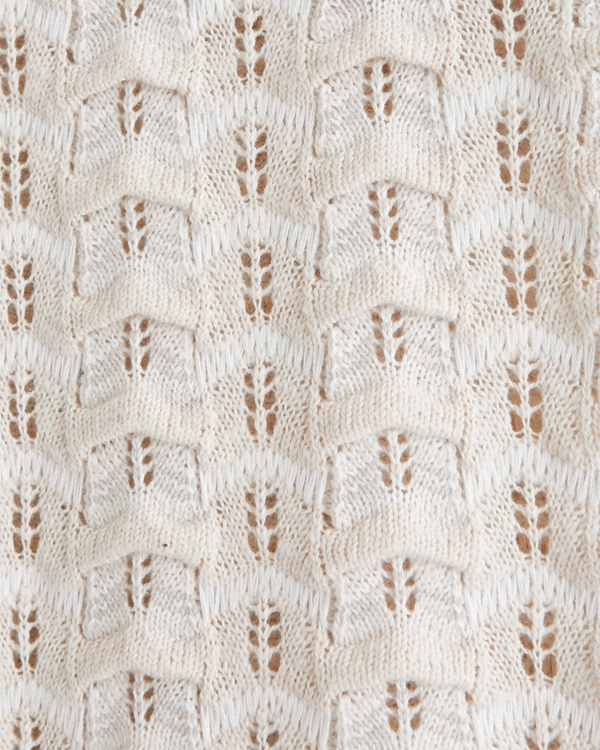 Crochet-Style Button-Through Sweater Polo