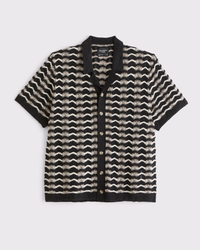 Pullover-Polo im Häkel-Style mit Knopfverschluss