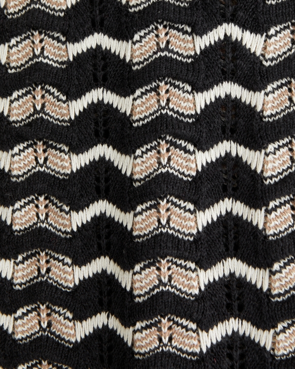 Crochet-Style Button-Through Sweater Polo