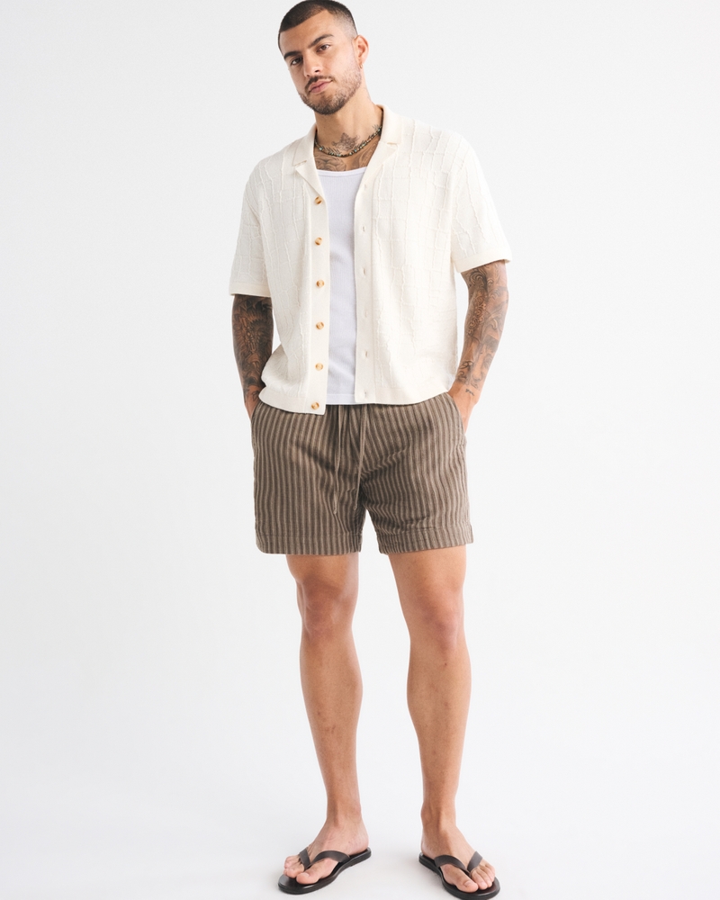 Crocodile Texture Button-Through Sweater Polo