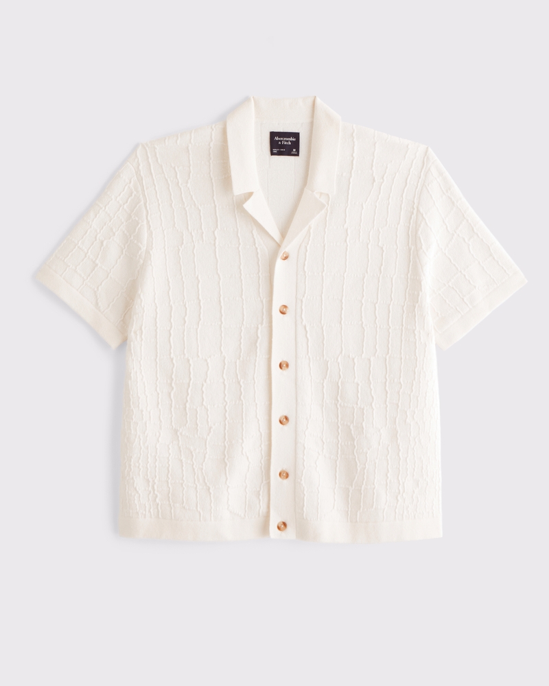 Crocodile Texture Button-Through Sweater Polo