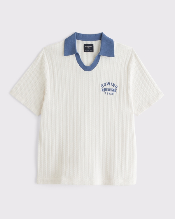 Varsity Johnny Collar Sweater Polo, White view 1