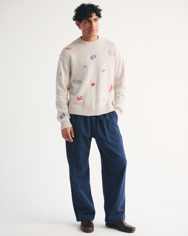 Coastal Crew Sweater, Warm Beige Pattern view 2