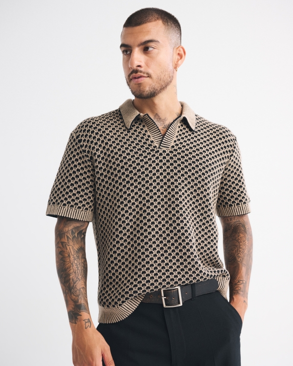 100% Cotton Casual Johnny Collar Sweater Polo