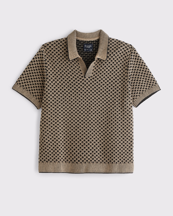 100% Cotton Casual Johnny Collar Sweater Polo