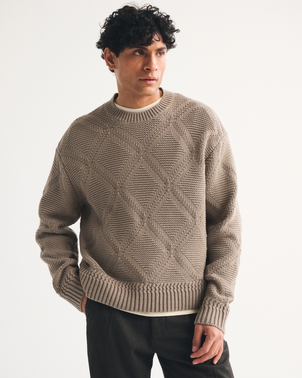 Men's Diamond Stitch Crew Sweater | Men's Tops | Abercrombie.com
