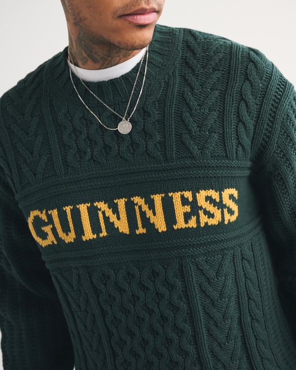 Guinness Cable Crew Sweater, Dark Spruce view 2