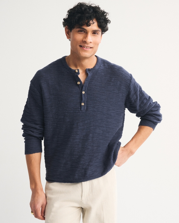 Henley Sweater, Navy view 1