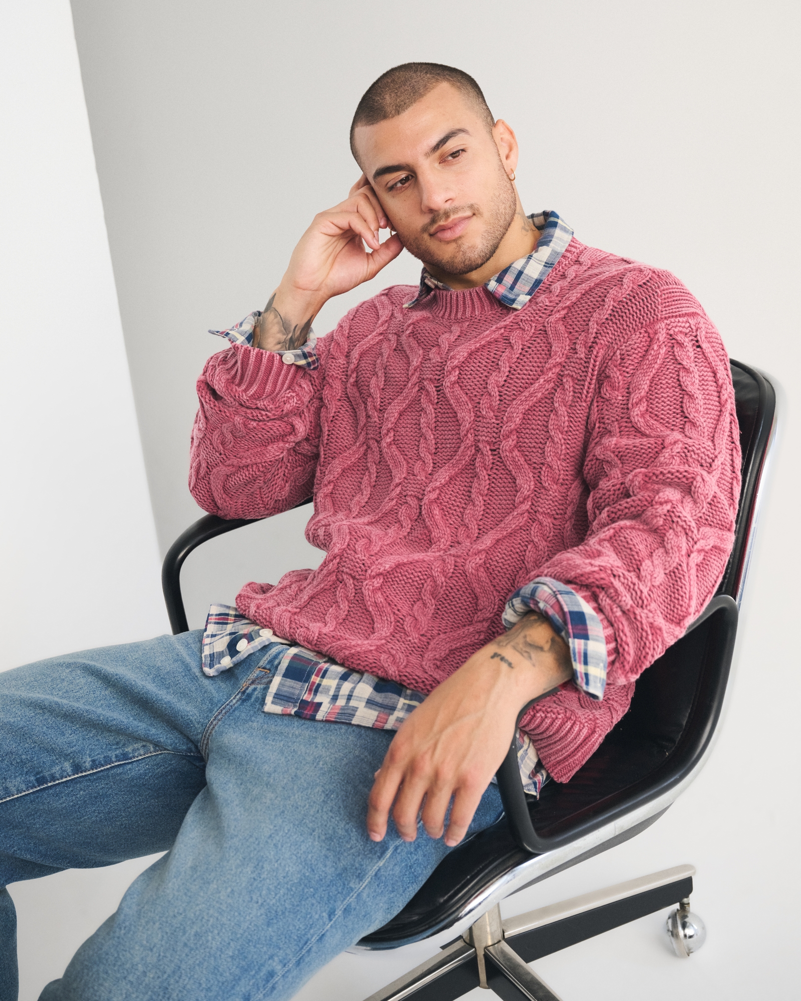 Diamond Stitch Crew Sweater