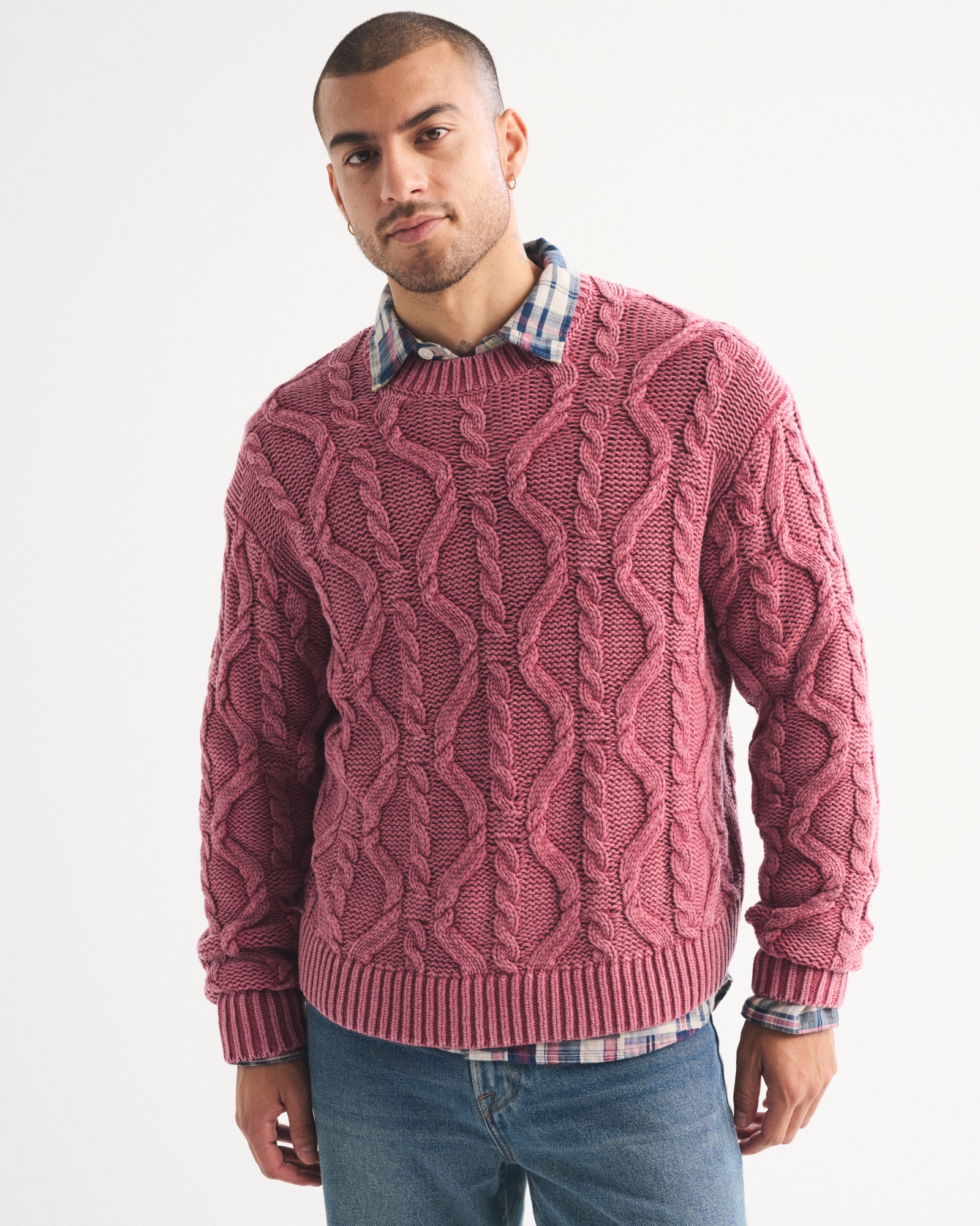 Diamond Stitch Crew Sweater