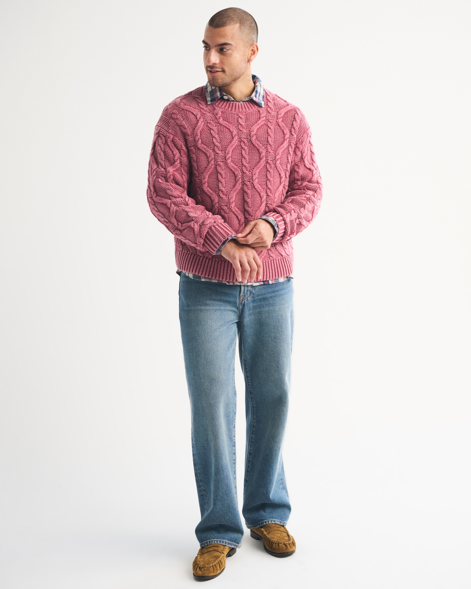Diamond Stitch Crew Sweater