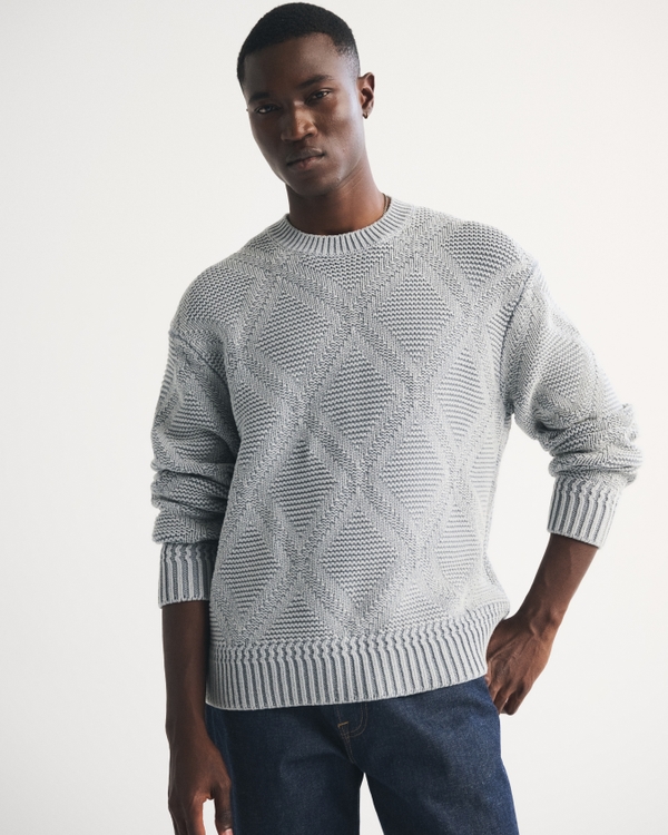Men's Diamond Stitch Crew Sweater | Men's Clearance | Abercrombie.com