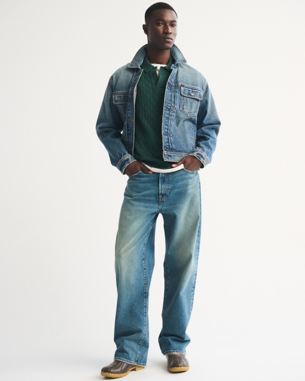 Textured Johnny Collar Sweater Polo, Green view 2