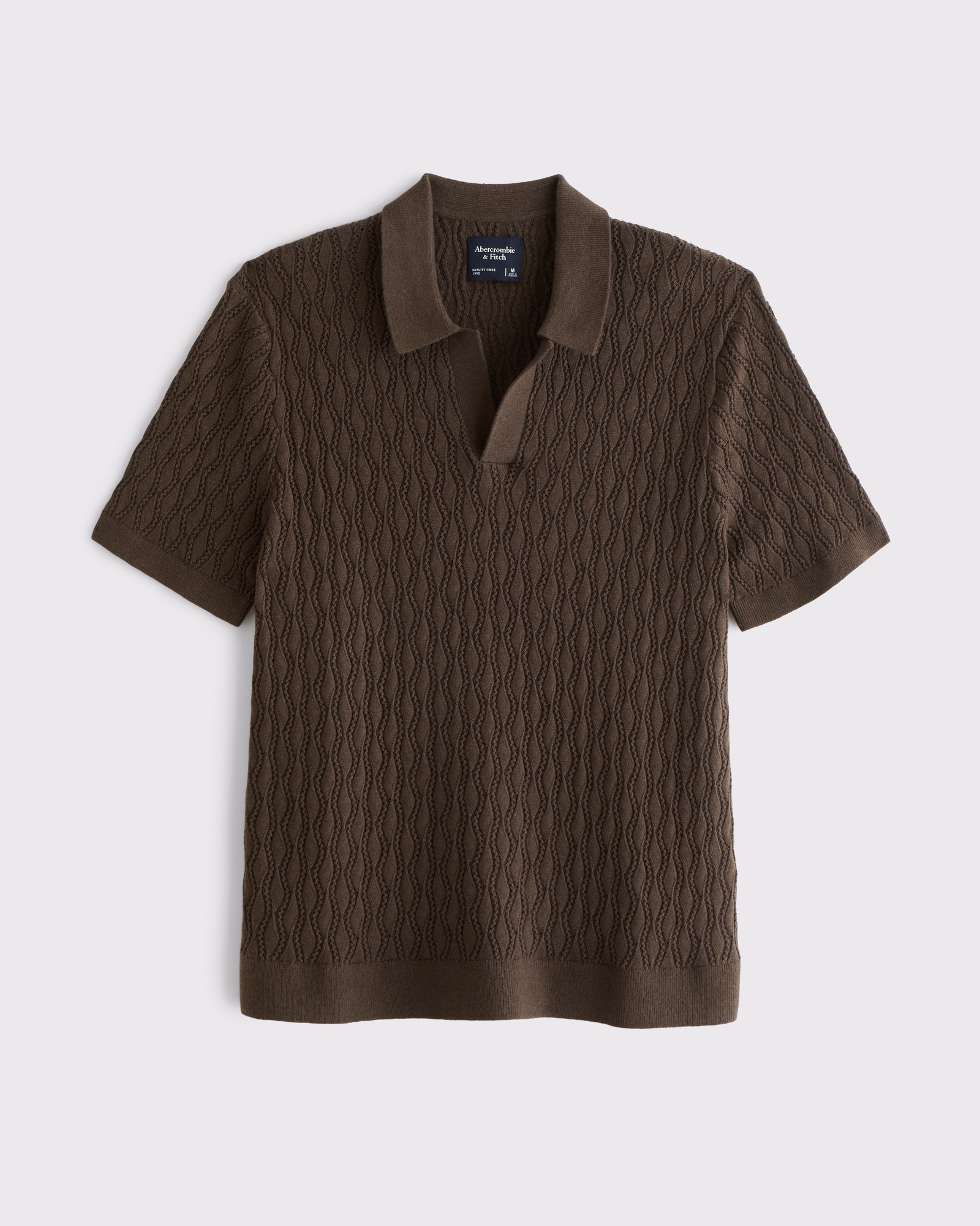 Men's Textured Johnny Collar Sweater Polo | Men's Tops