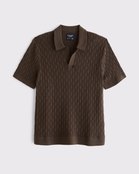 Textured Johnny Collar Sweater Polo