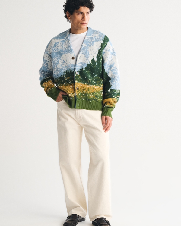 Van Gogh Scenic Cardigan, Light Blue Pattern view 2
