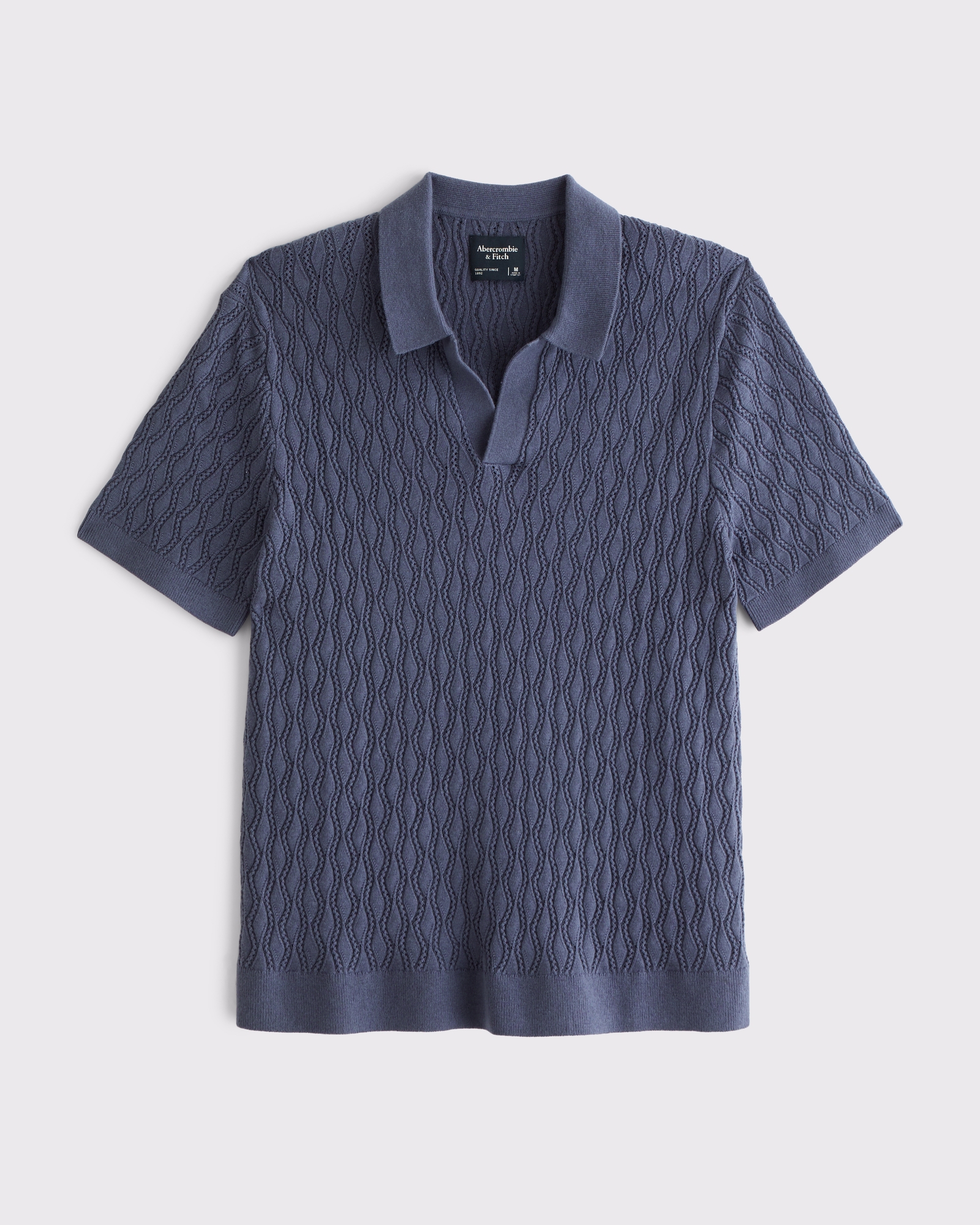 Men's Textured Johnny Collar Sweater Polo | Men's Tops
