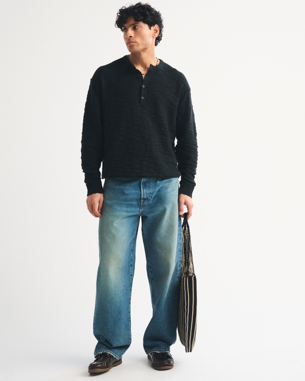 Henley Sweater, Black view 2