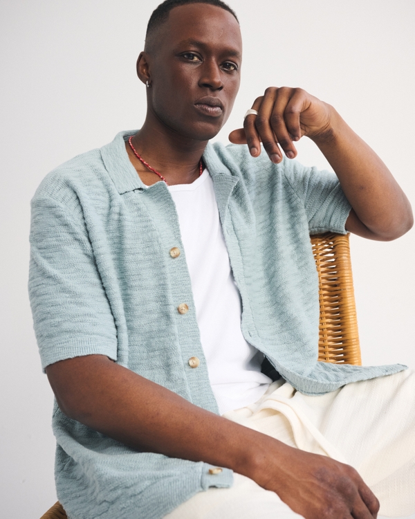 Men's 100% Cotton Knit Button-Through Polo | Men's Tops
