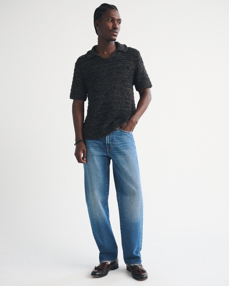 Textural Johnny Collar Sweater Polo - thumbnail 7