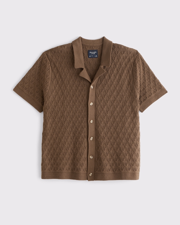 Button-Through Sweater Polo, Light Brown view 1