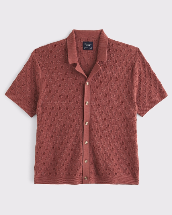 100%コットン ボタンスルー ニットポロ, ライトバーガンディー view 1