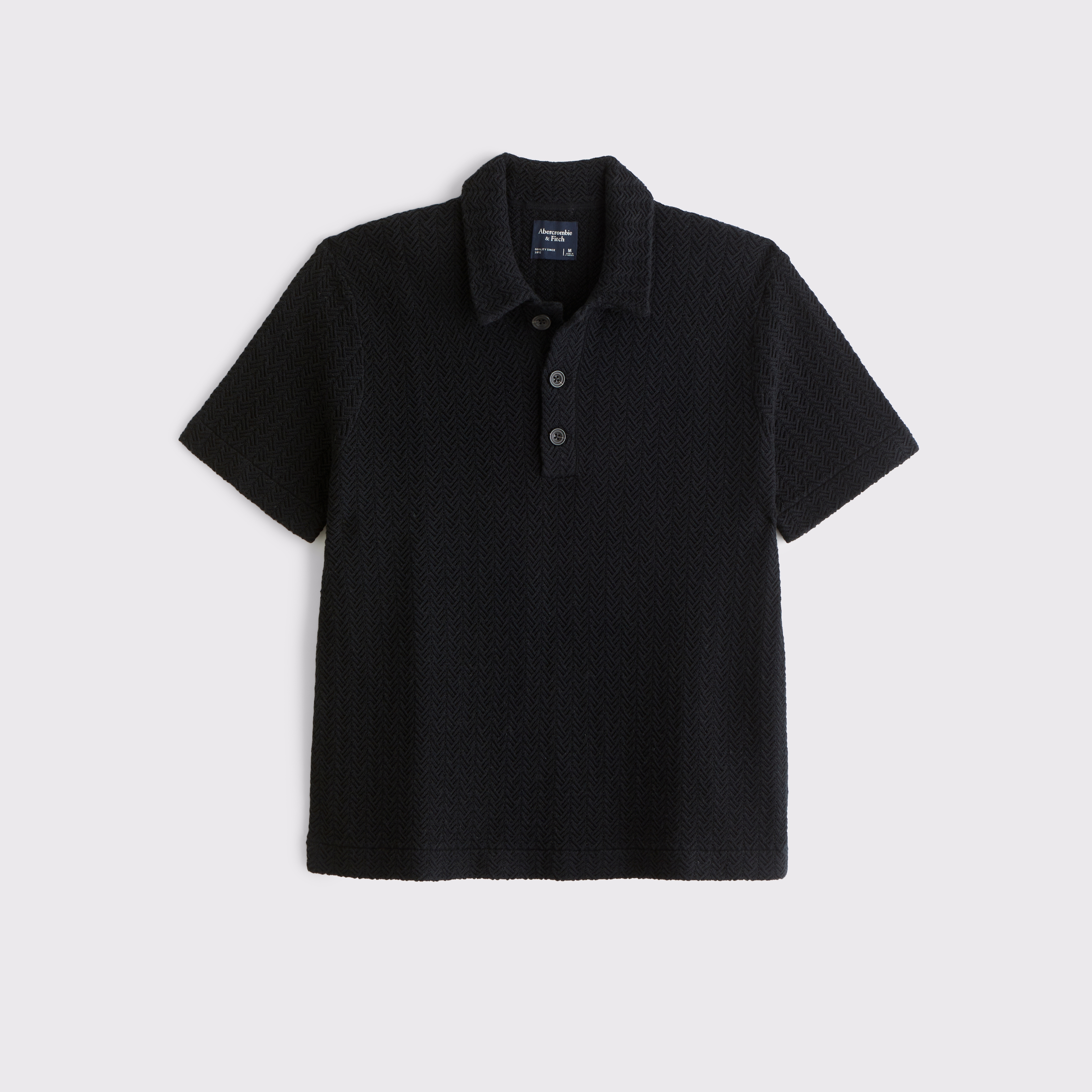 Мужские рубашки Abercrombie & Fitch 100% Cotton 3-Button Sweater Polo, цвет: Чёрный