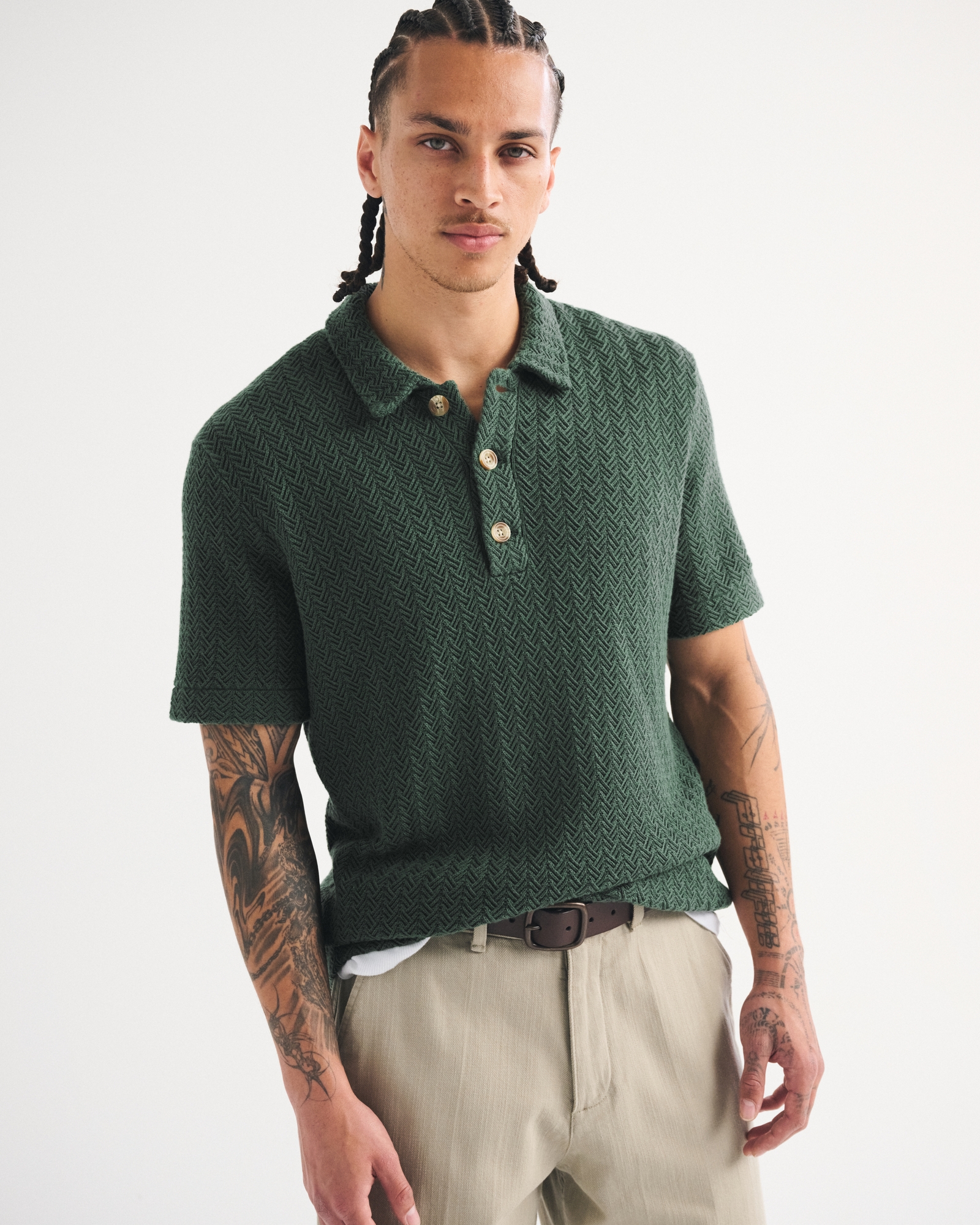Men's 100% Cotton 3-Button Sweater Polo | Men's Tops | Abercrombie.com