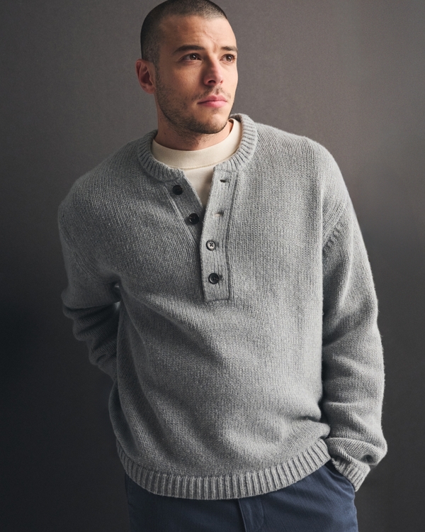 Henley Sweater, Medium Gray view 2
