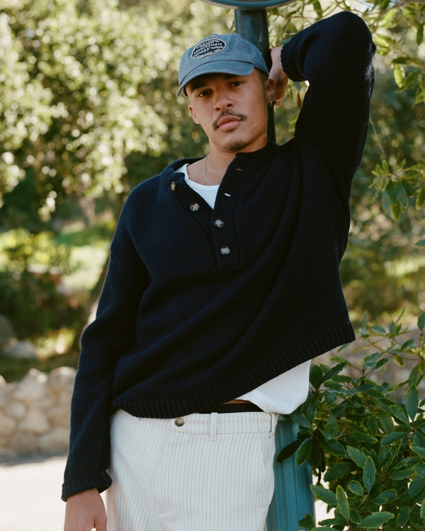 Henley Sweater, Deep Navy view 1