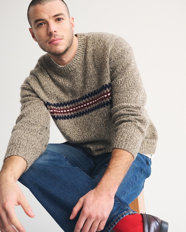 Crew Sweater, Light Brown view 1