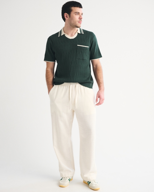 Varsity Johnny Collar Sweater Polo, Dark Spruce view 2