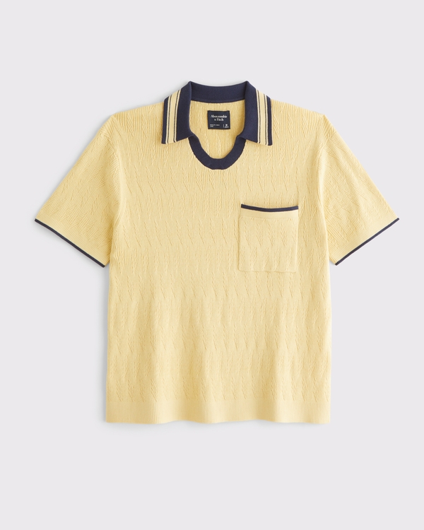 Varsity Johnny Collar Sweater Polo, Sunlit Straw view 1