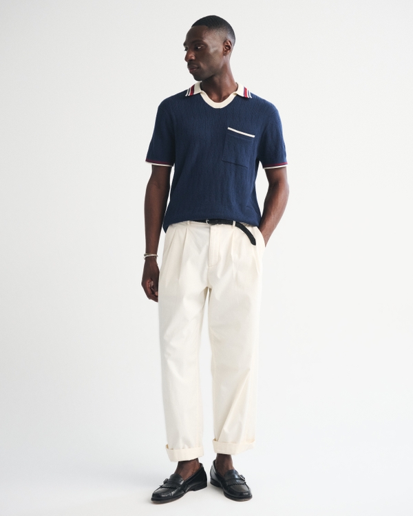 Varsity Johnny Collar Sweater Polo, Dark Indigo view 2