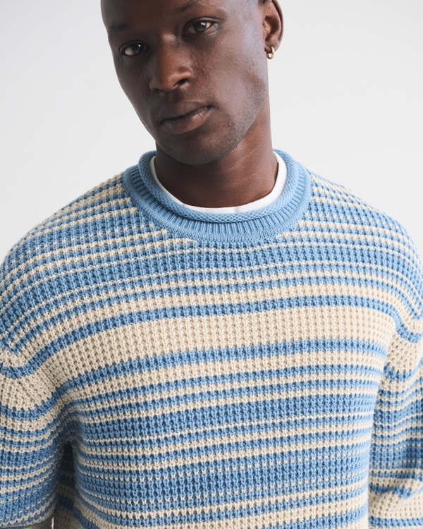 100% Cotton Waffle Roll Neck Crew Sweater