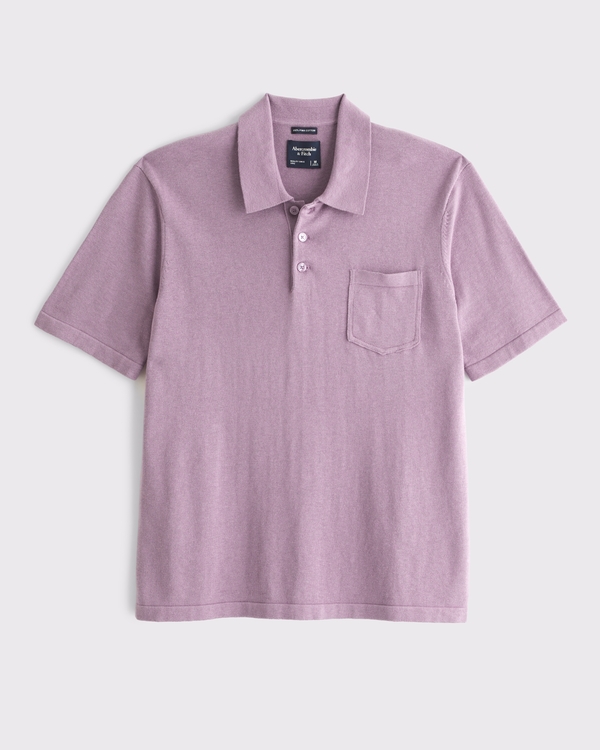 100% Pima Cotton Sweater Polo, Muted Berry view 1