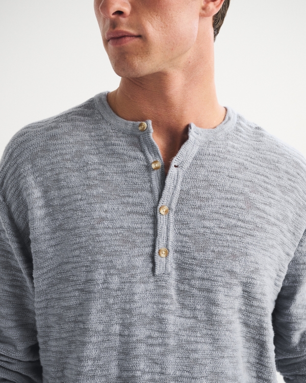 100% Cotton Knit Henley, Light Blue view 1