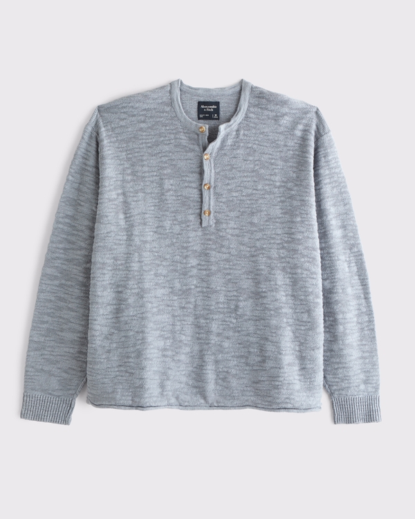 100% Cotton Knit Henley, Light Blue view 1
