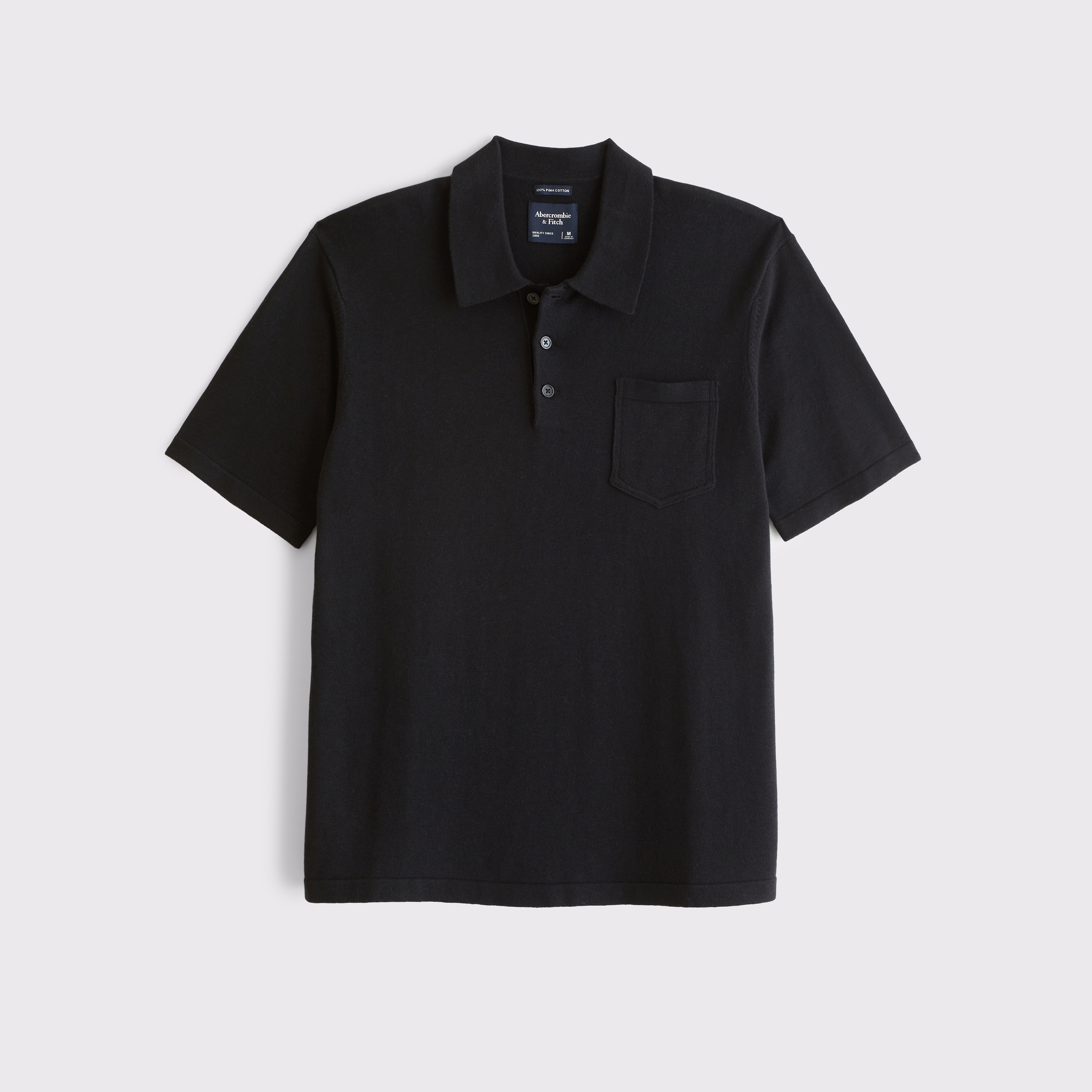 Мужские рубашки Abercrombie & Fitch 100% Pima Cotton Sweater Polo, цвет: Чёрный — фото 1