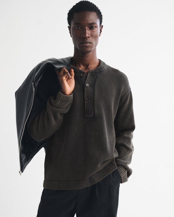 100% Cotton Sweater Henley