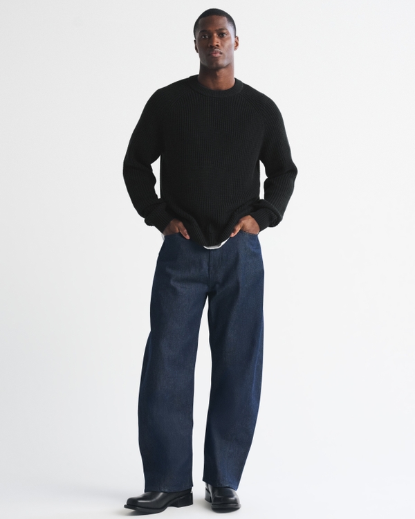 100% Cotton Crew Sweater, Black view 2