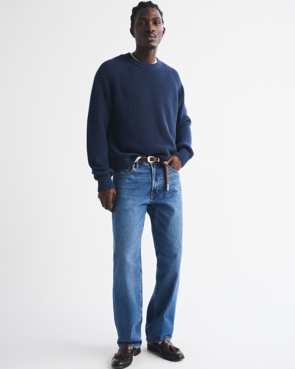 100% Cotton Crew Sweater, Navy view 2