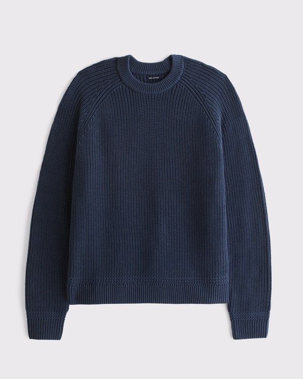 100% Cotton Crew Sweater, Navy view 1