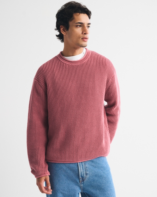 100% Cotton Textural Rollneck Crew Sweater