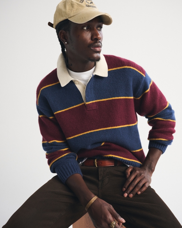 Rugby Sweater Polo, Navy Stripe view 1