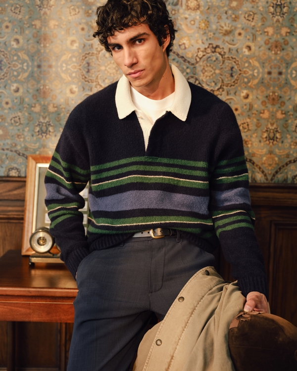 Rugby Sweater Polo, Navy Stripe view 1